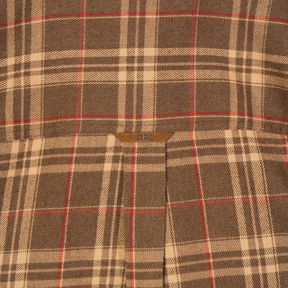 Chaps Ralph Lauren Mens Brown Plaid Cotton Wool Blend Button Down Shirt XL‎